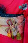 Detail of obi on a womans Japanese kimono, Kyoto, Japan Art Print